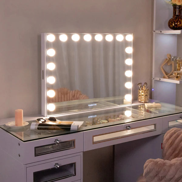 Hideaway jewelry vanity mirror white