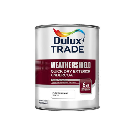 DULUX TRADE WEATHERSHIELD QUICK DRY UNDERCOAT PURE BRILLIANT WHITE 1L