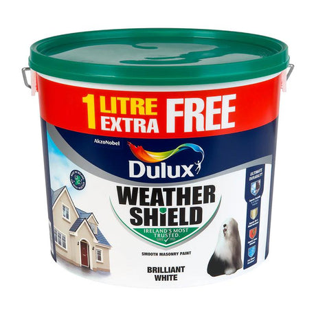 DULUX WEATHERSHIELD BRILLIANT WHITE 10L+1L FREE