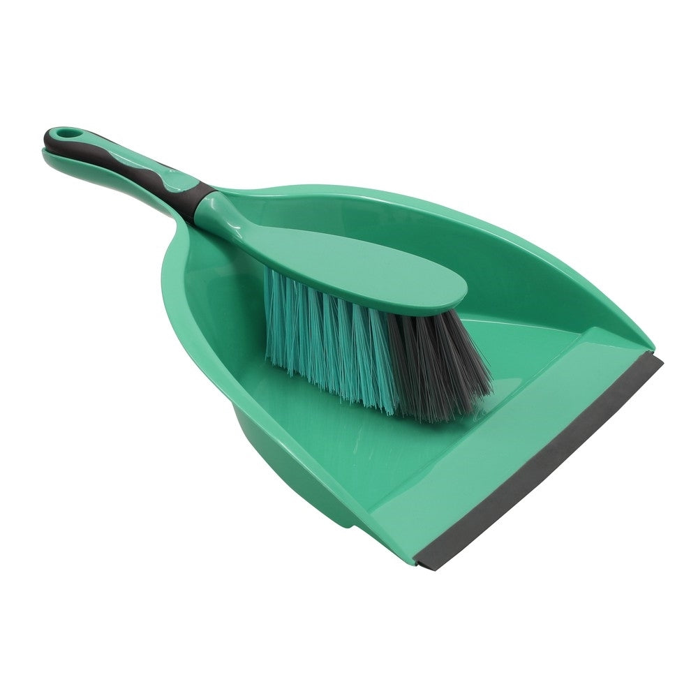 DUST PAN AND BRUSH RUBBER GRIP TURQUOISE