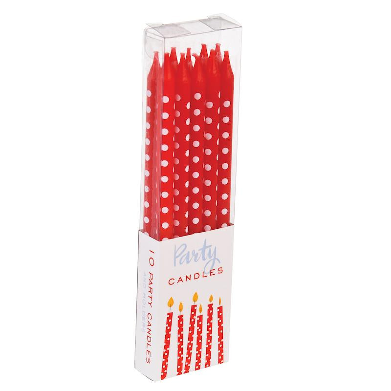 POLKA RED SPOTTY PARTY CANDLES