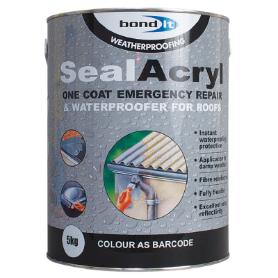SEALACRYL 5KG GREY FIBRE REINFORCED ROOF COATING