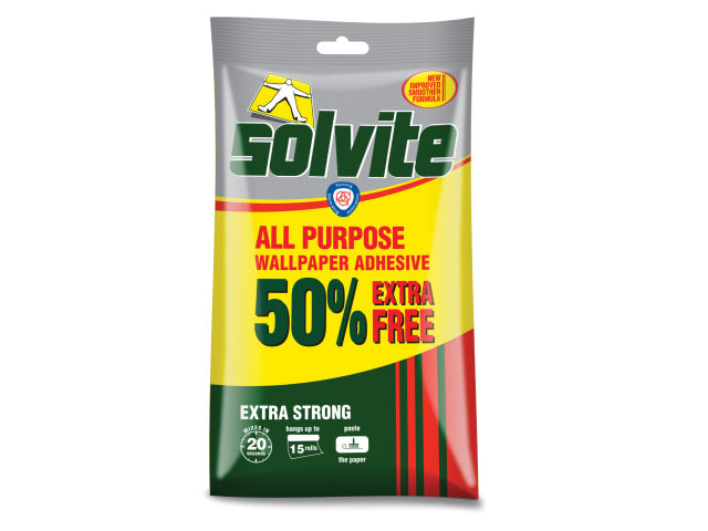 SOLVITE ALL PURPOSE WALLPAPER PASTE 10 ROLL+50% FREE