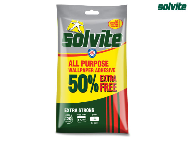 SOLVITE ALL PURPOSE WALLPAPER PASTE 10 ROLL+50% FREE