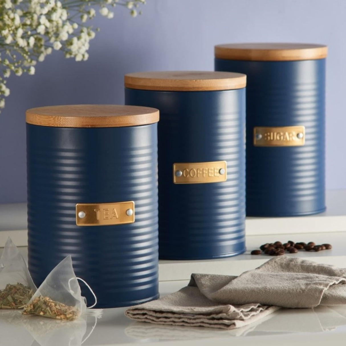 TYPHOON LIVING OTTO NAVY TEA STORAGE