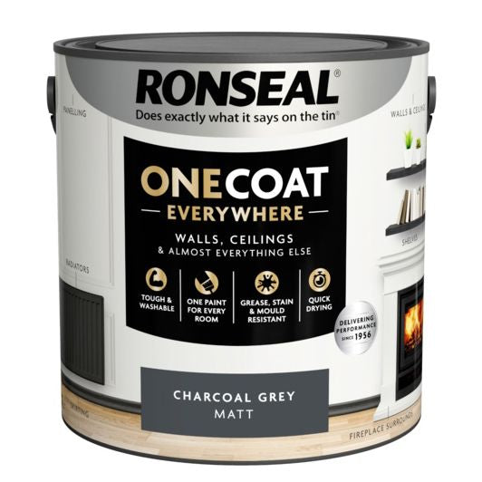 RONSEAL ONE COAT EVERYWHERE PAINT CHARCOAL GREY MATT 2.5L