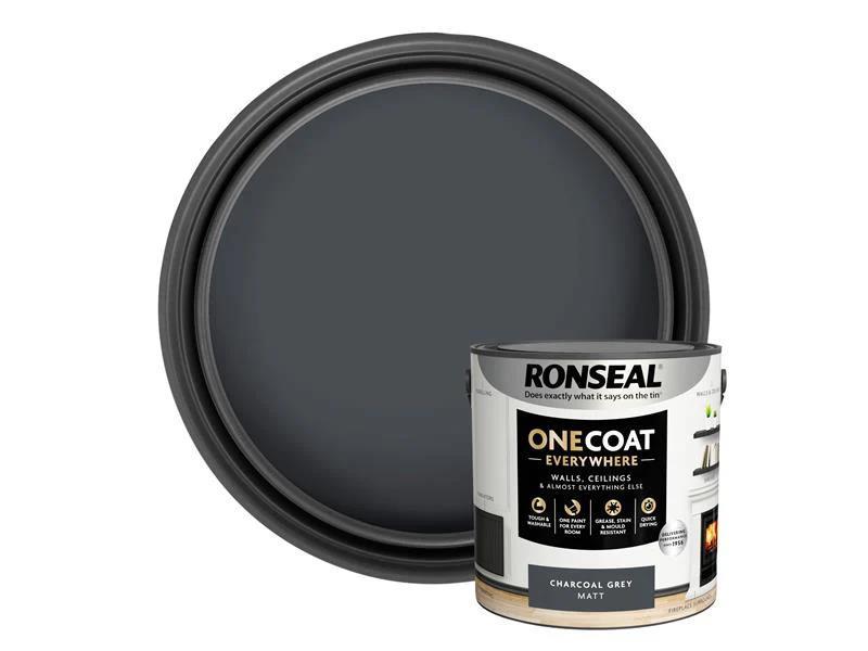 RONSEAL ONE COAT EVERYWHERE PAINT CHARCOAL GREY MATT 2.5L