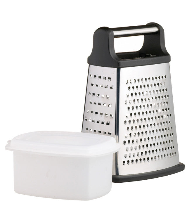 MASTERCLASS STAINLESS STEEL FOUR SIDED BOX GRATER WITH CONTAINER