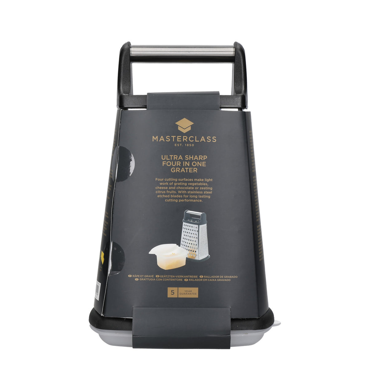 MASTERCLASS STAINLESS STEEL FOUR SIDED BOX GRATER WITH CONTAINER