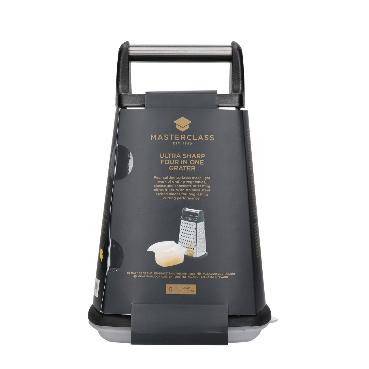 MASTERCLASS STAINLESS STEEL FOUR SIDED BOX GRATER WITH CONTAINER