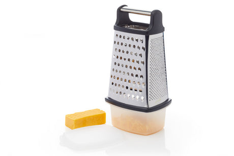 MASTERCLASS STAINLESS STEEL FOUR SIDED BOX GRATER WITH CONTAINER