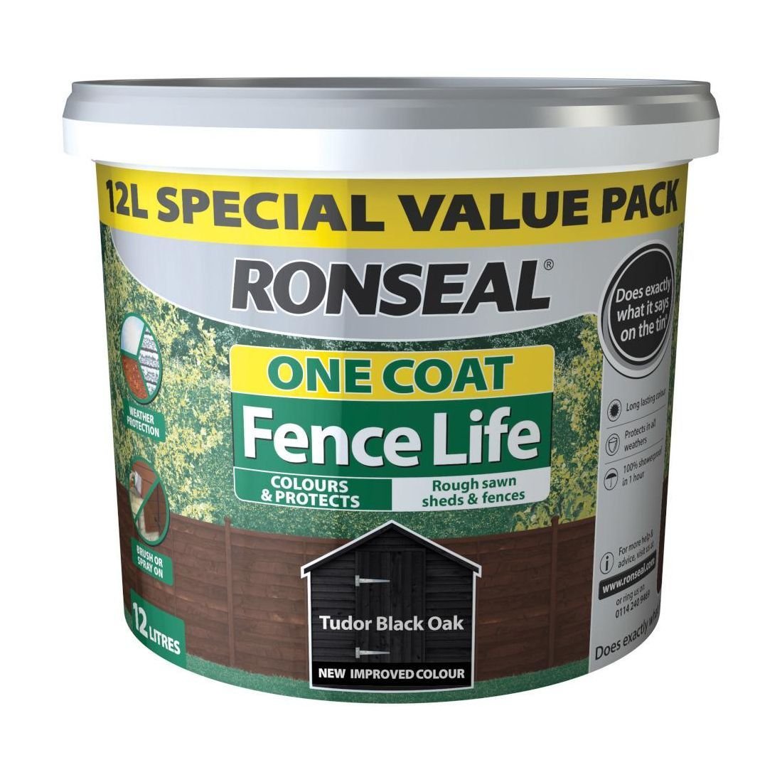 RONSEAL ONE COAT FENCE LIFE TUDOR BLACK OAK 9L+33%