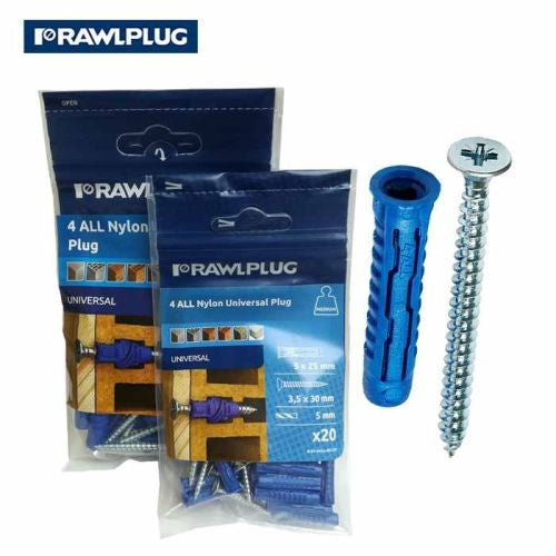 RAWLPLUG 4ALL UNIVERSAL PLUGS 5MM & SCREWS