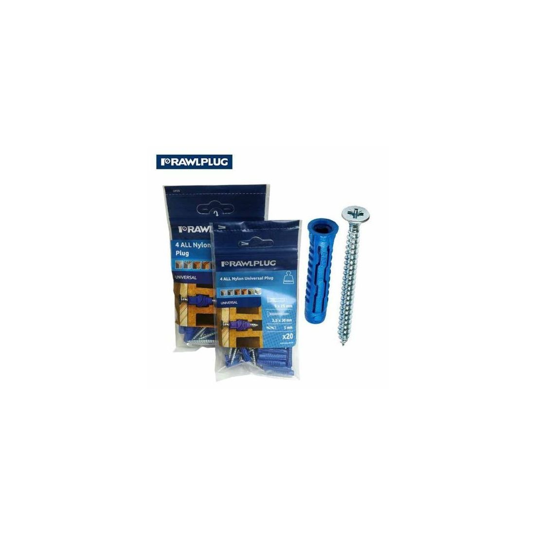 RAWLPLUG 4ALL UNIVERSAL PLUGS 5MM & SCREWS