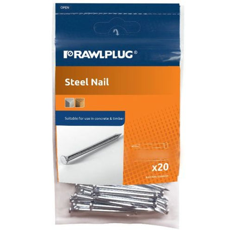 RAWLPLUG STEEL NAILS 3.0 X 50MM PCK OF 20