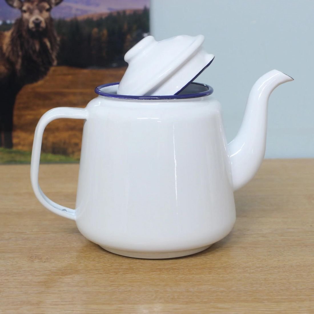 FALCON ENAMEL TEAPOT WHITE BLUE