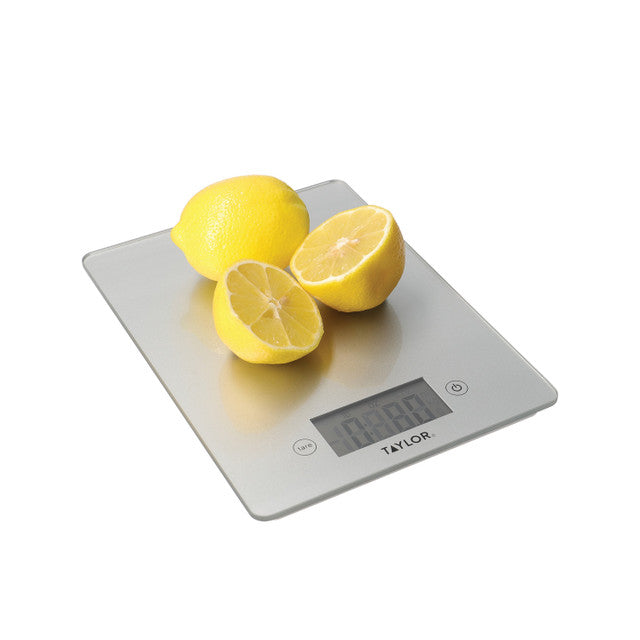 TAYLOR PRO GLASS DIGITAL SILVER KITCHEN SCALES 5KG