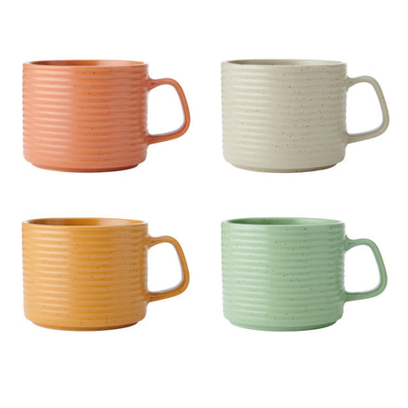 STACKING STONEWARE MUGS SET OF FOUR 400ML