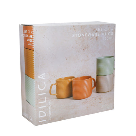 STACKING STONEWARE MUGS SET OF FOUR 400ML