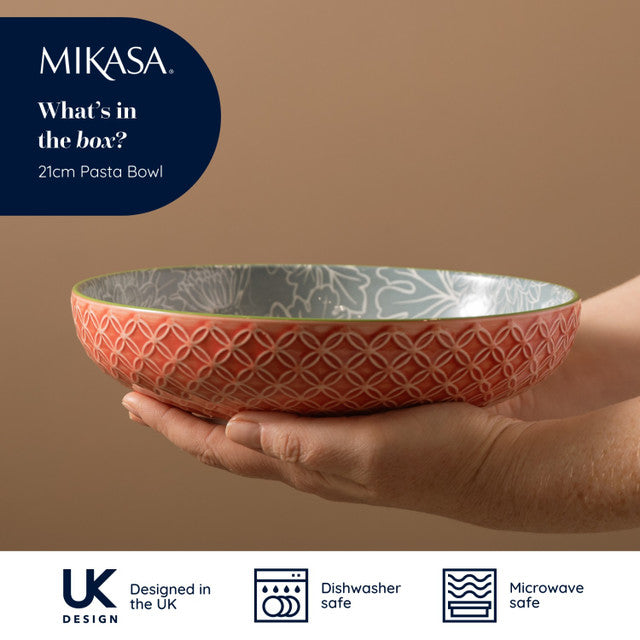 MIKASA LEAF & GEOMETRIC STONEWARE BOWL 21CM