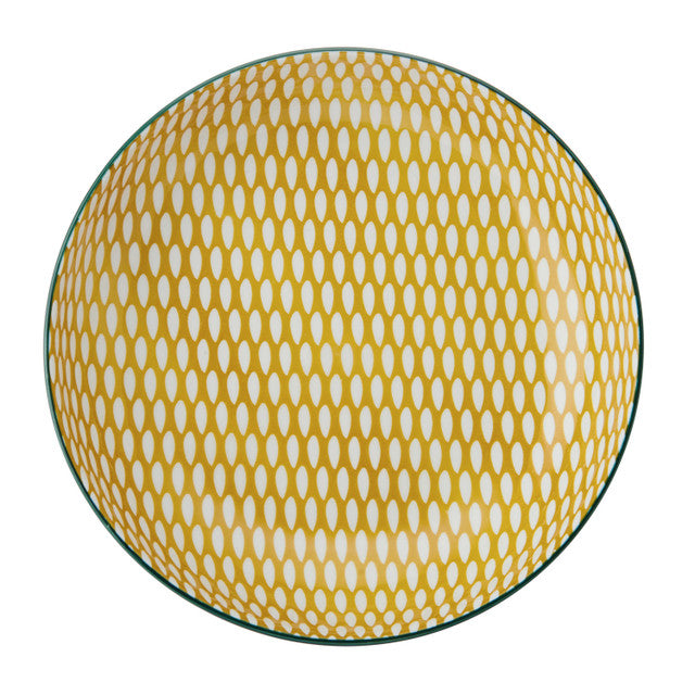 MIKASA GREEN LEAFY PATTERN STONEWARE BOWL 21CM