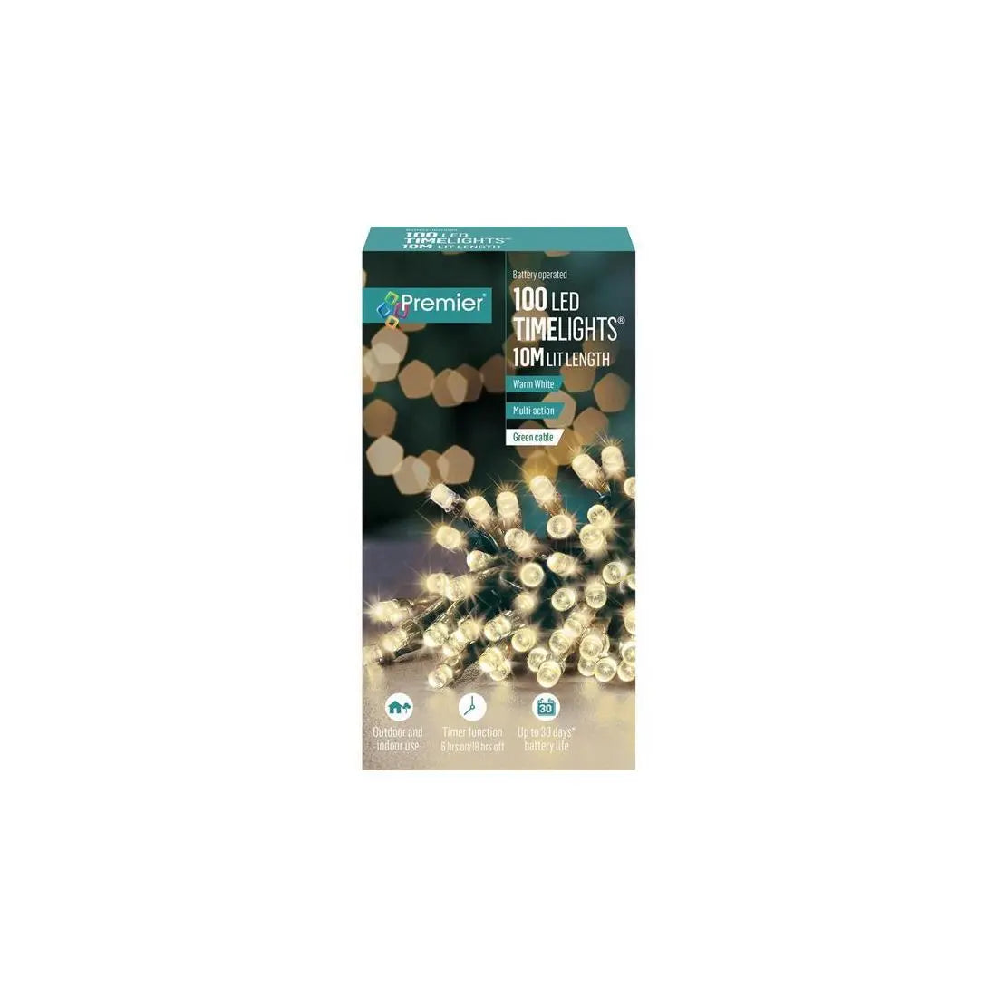 100 LED BATTERY OPERATED TIMELIGHTS WARM WHITE
