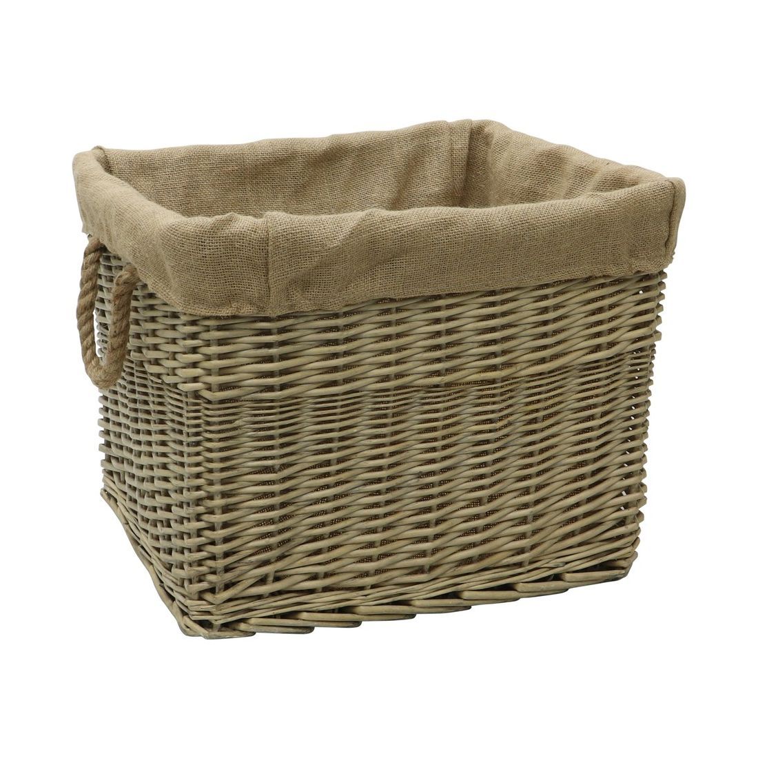 ANTIQUE WASHED LINED LOG BASKET