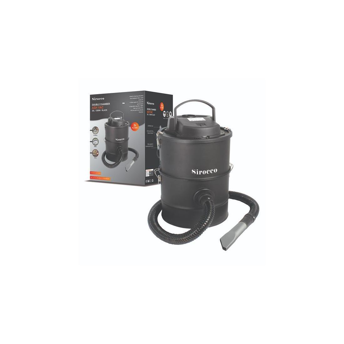 DOUBLE CHAMBER ASH VAC 25L 1200W