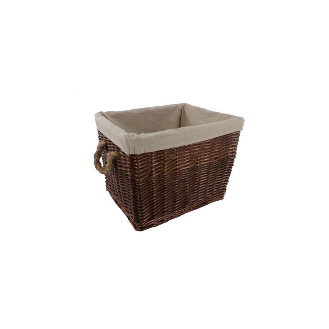 RECTANGULAR LINED WICKER BASKET