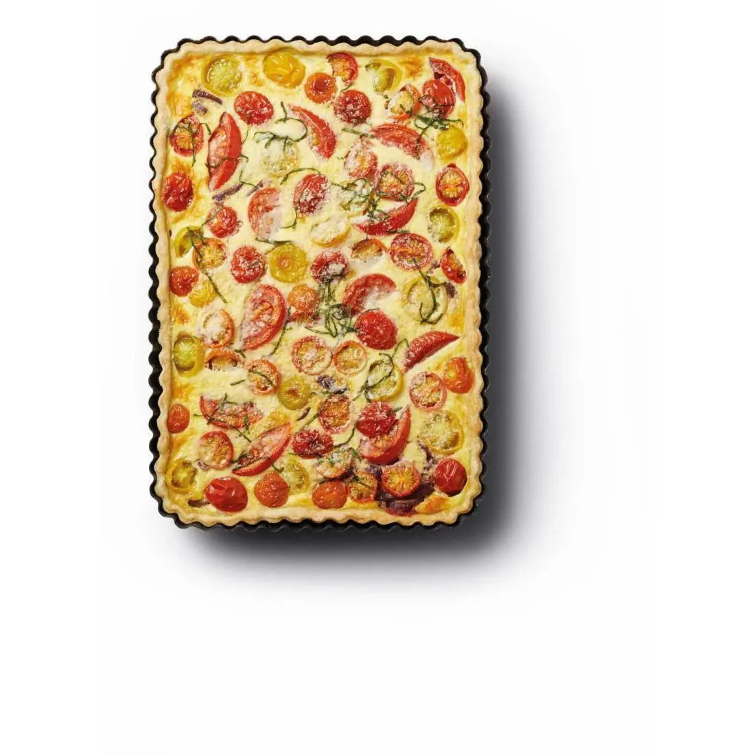 NON-STICK LOOSE BASE FLUTED FLAN TIN 31CM X 21CM