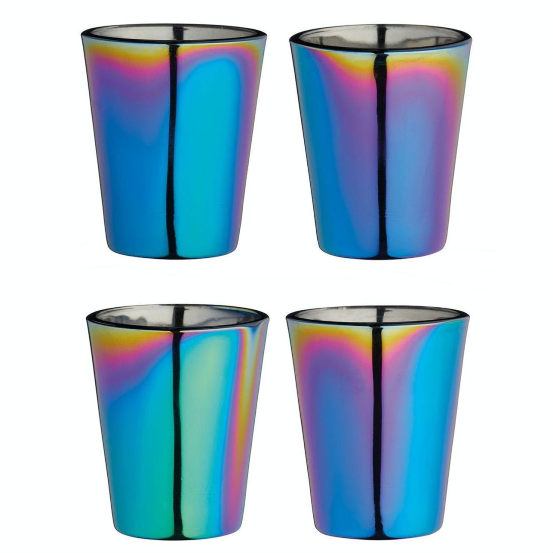 SET OF FOUR METALLIC FINISH SHOT GLASSES