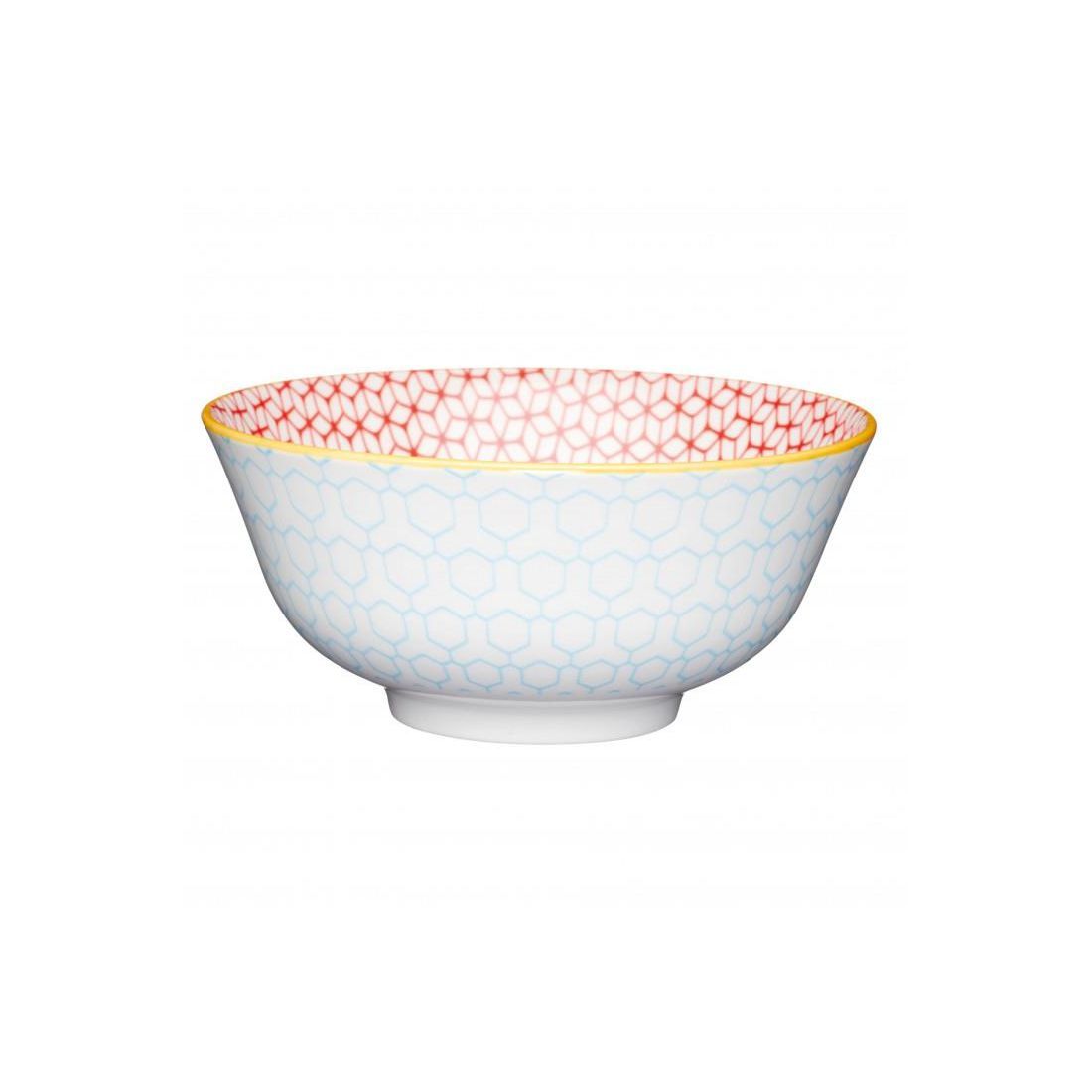 GEOMETRIC BLUE CERAMIC BOWL 16CM