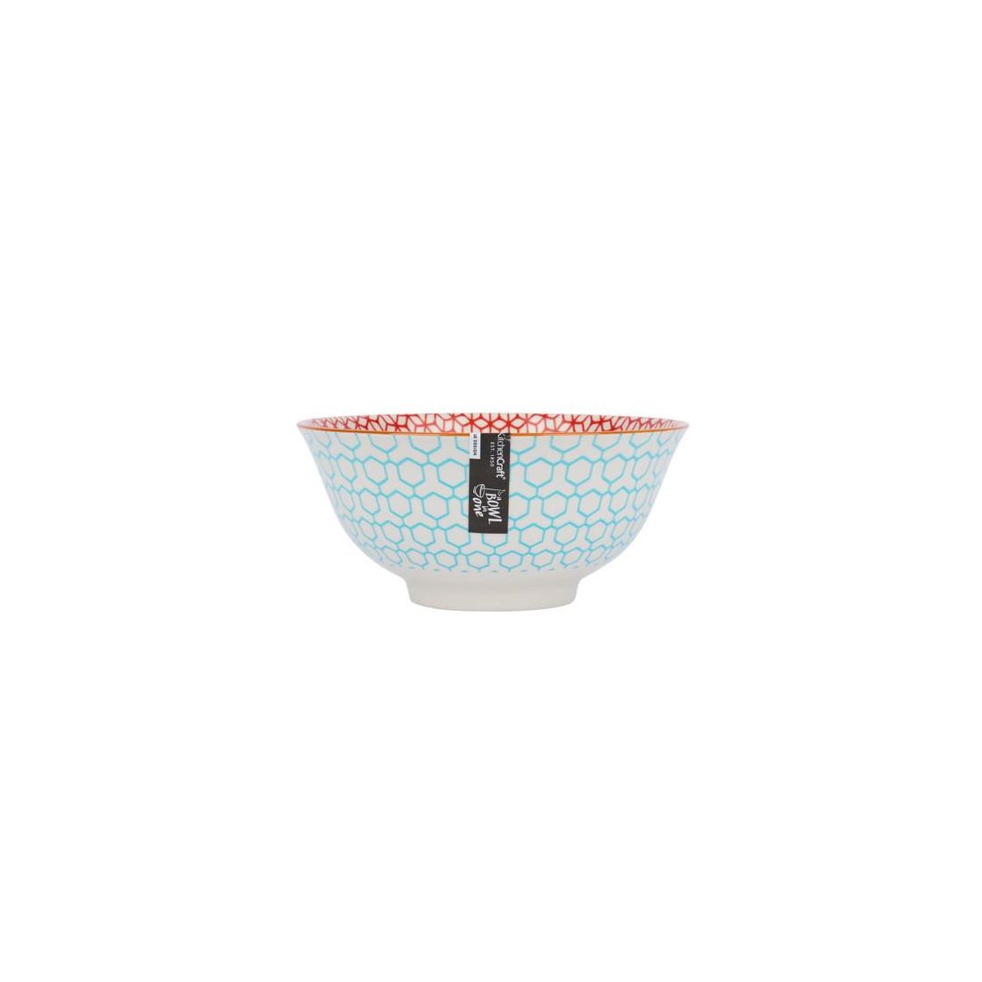 GEOMETRIC BLUE CERAMIC BOWL 16CM