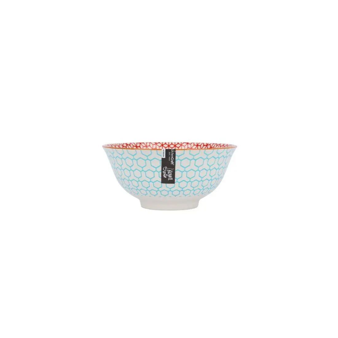 GEOMETRIC BLUE CERAMIC BOWL 16CM