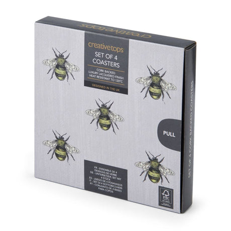 PREMIUM COASTERS SET OF FOUR BEE PRINT