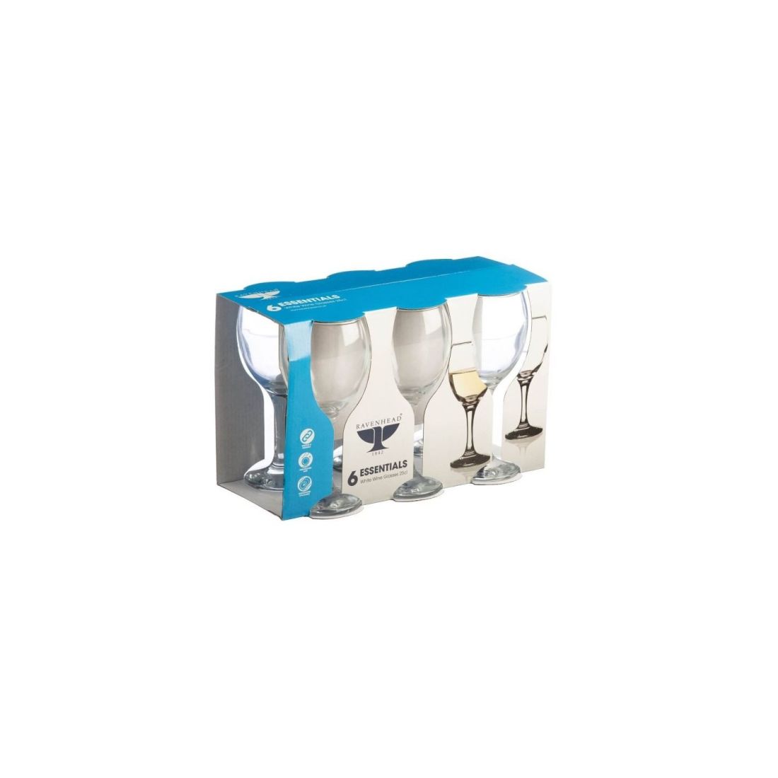 ESSENTIAL SLEEVE OF SIX WHITE WINE GLASSES 25CL