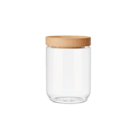 GLASS STORAGE JAR WITH BEECHWOOD LID 500ML