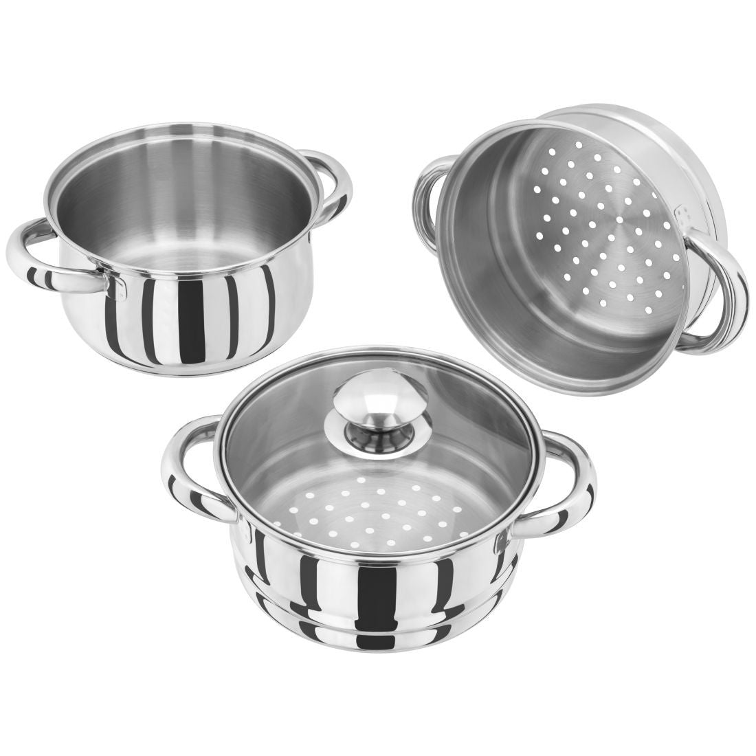 STAINLESS STEEL 16CM 3-TIER STEAMER SET