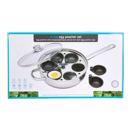 6-HOLE STAINLESS STEEL EGG POACHER 28CM