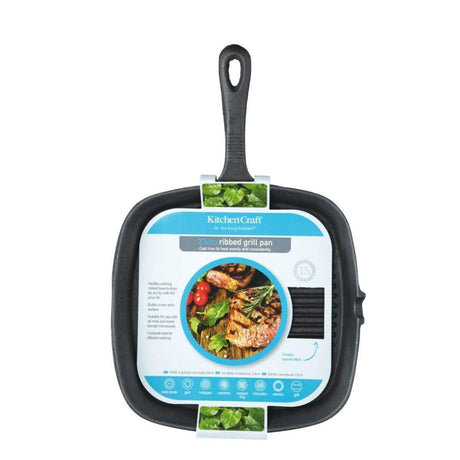CAST IRON SQUARE GRILL PAN 23CM