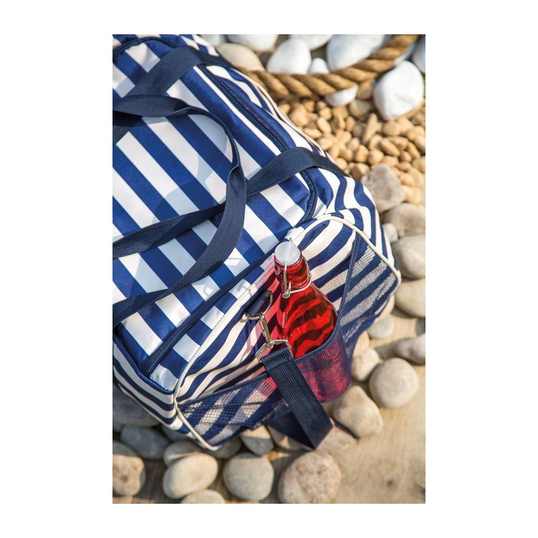 LULWORTH EXTRA LARGE NAUTICAL-STRIPED FAMILY COOL BAG