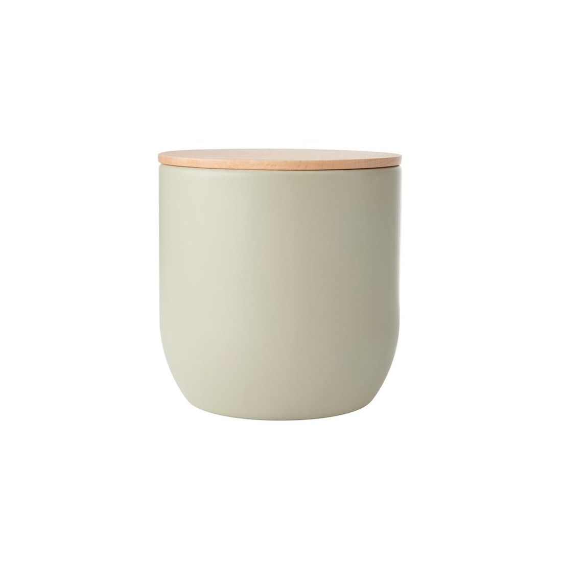 CANNISTER WITH BEECHWOOD LID PUTTY 12CM X 12CM