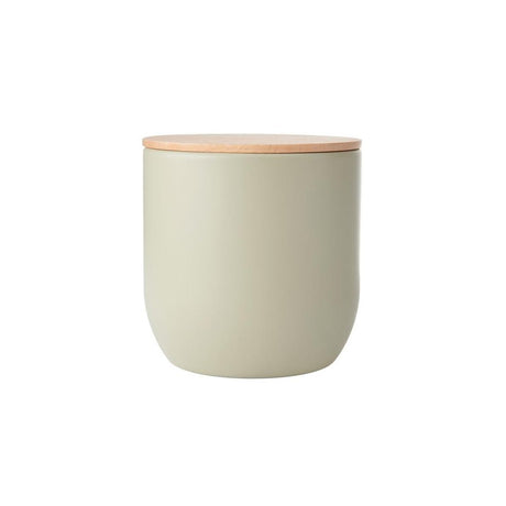 CANNISTER WITH BEECHWOOD LID PUTTY 12CM X 12CM