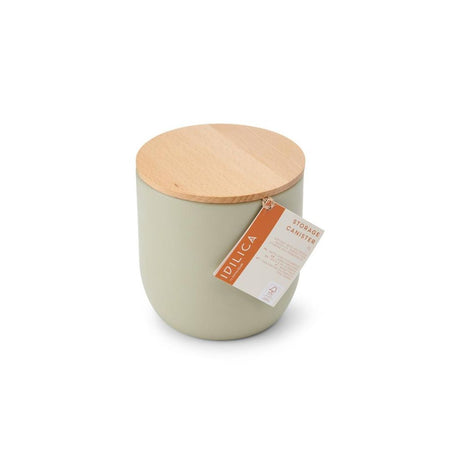 CANNISTER WITH BEECHWOOD LID PUTTY 12CM X 12CM