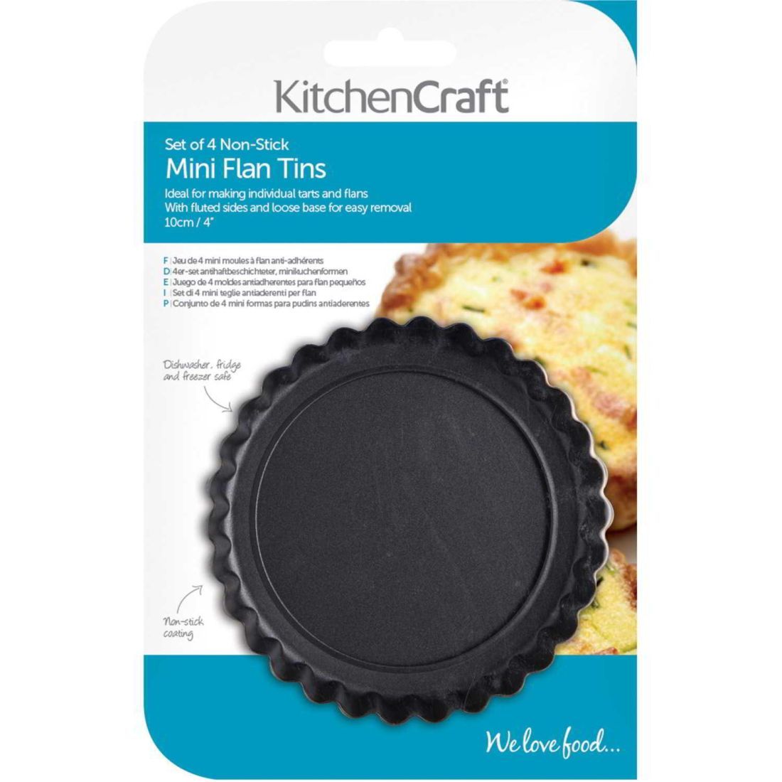NON-STICK MINI FLUTED FLAN TINS SET OF FOUR