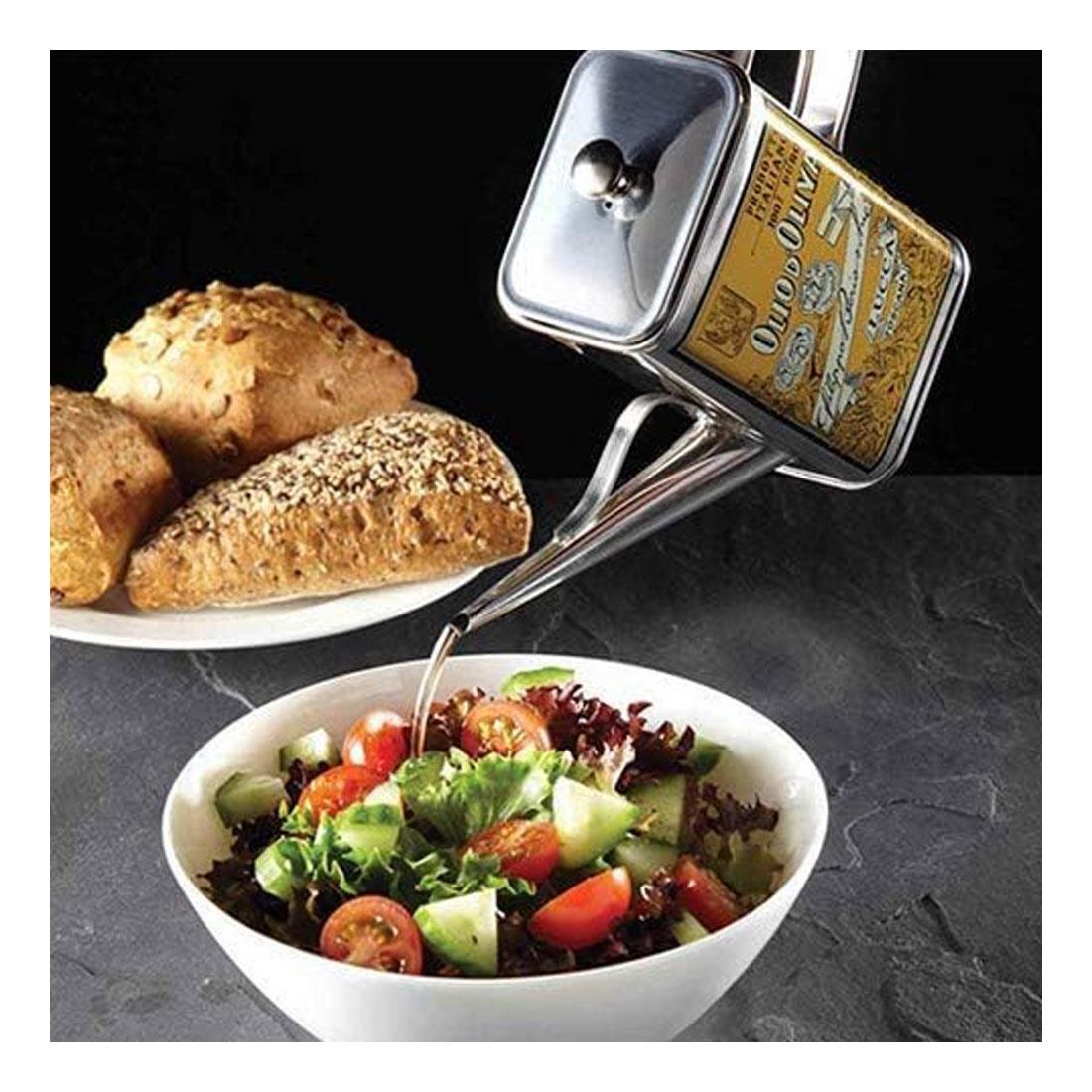 WORLD OF FLAVOURS ITALIAN STAINLESS STEEL OIL CAN DRIZZLER