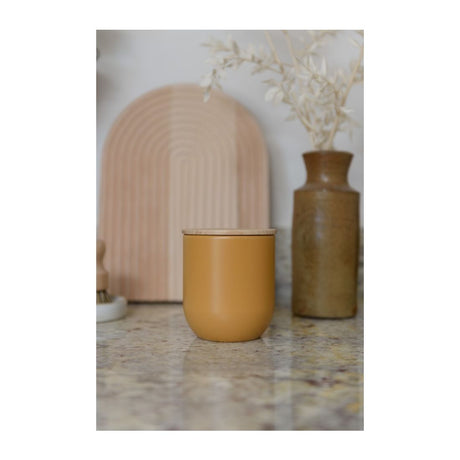 KITCHEN CANNISTER WITH BEECHWOOD LID 9CM X 10CM YELLOW