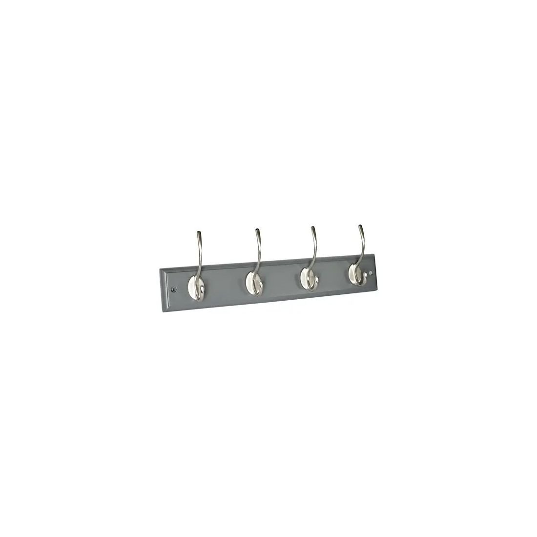 HOOK RAIL 4 NICKEL VICTORIAN HOOKS ON DOVE GREY BOARD