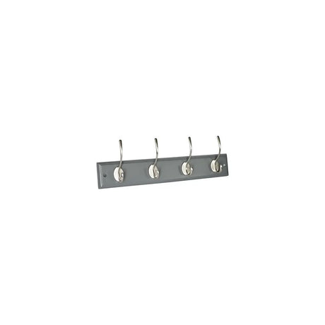 HOOK RAIL 4 NICKEL VICTORIAN HOOKS ON DOVE GREY BOARD