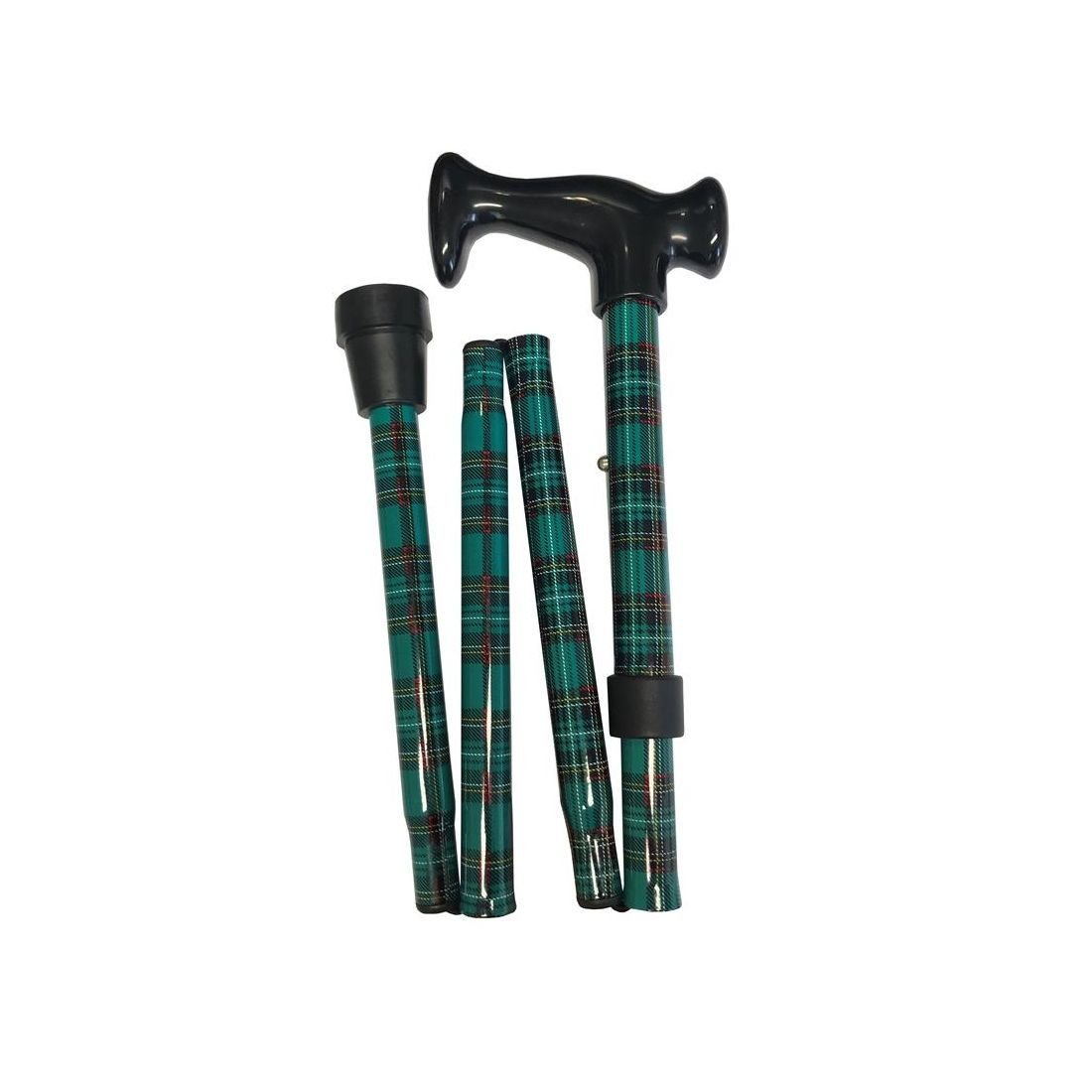 4 FOLD WALKING STICK GREEN TARTAN